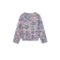 Women's Knitted Colorful Neps Batwing Crew-Neck Pullover